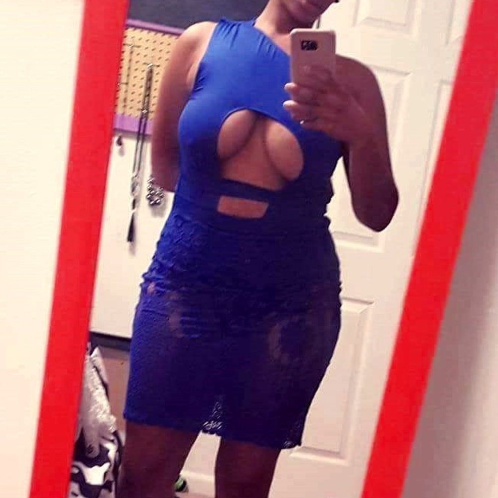 👑blue bodycon lace dress